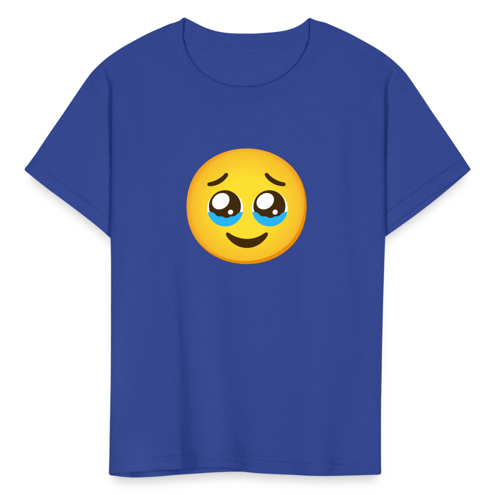 🥹 Face Holding Back Tears (Google Noto Color Emoji) Kids' T-Shirt - royal blue