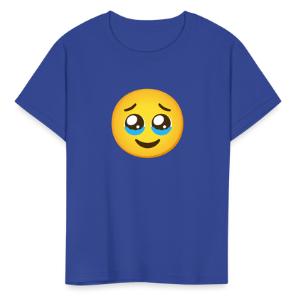 🥹 Face Holding Back Tears (Google Noto Color Emoji) Kids' T-Shirt - royal blue
