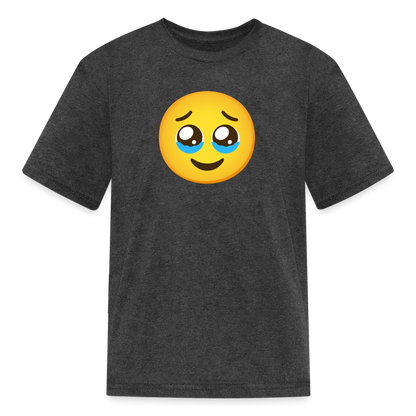 🥹 Face Holding Back Tears (Google Noto Color Emoji) Kids' T-Shirt - heather black