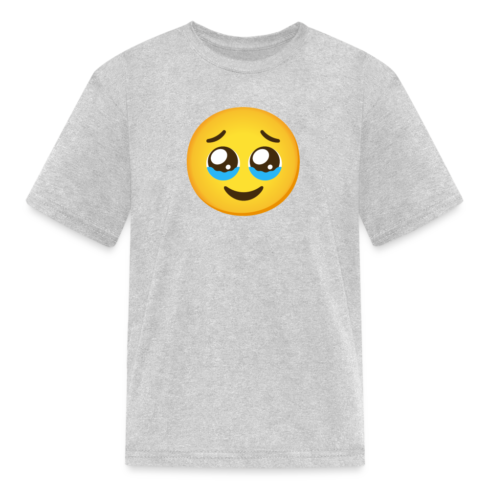 🥹 Face Holding Back Tears (Google Noto Color Emoji) Kids' T-Shirt - heather gray