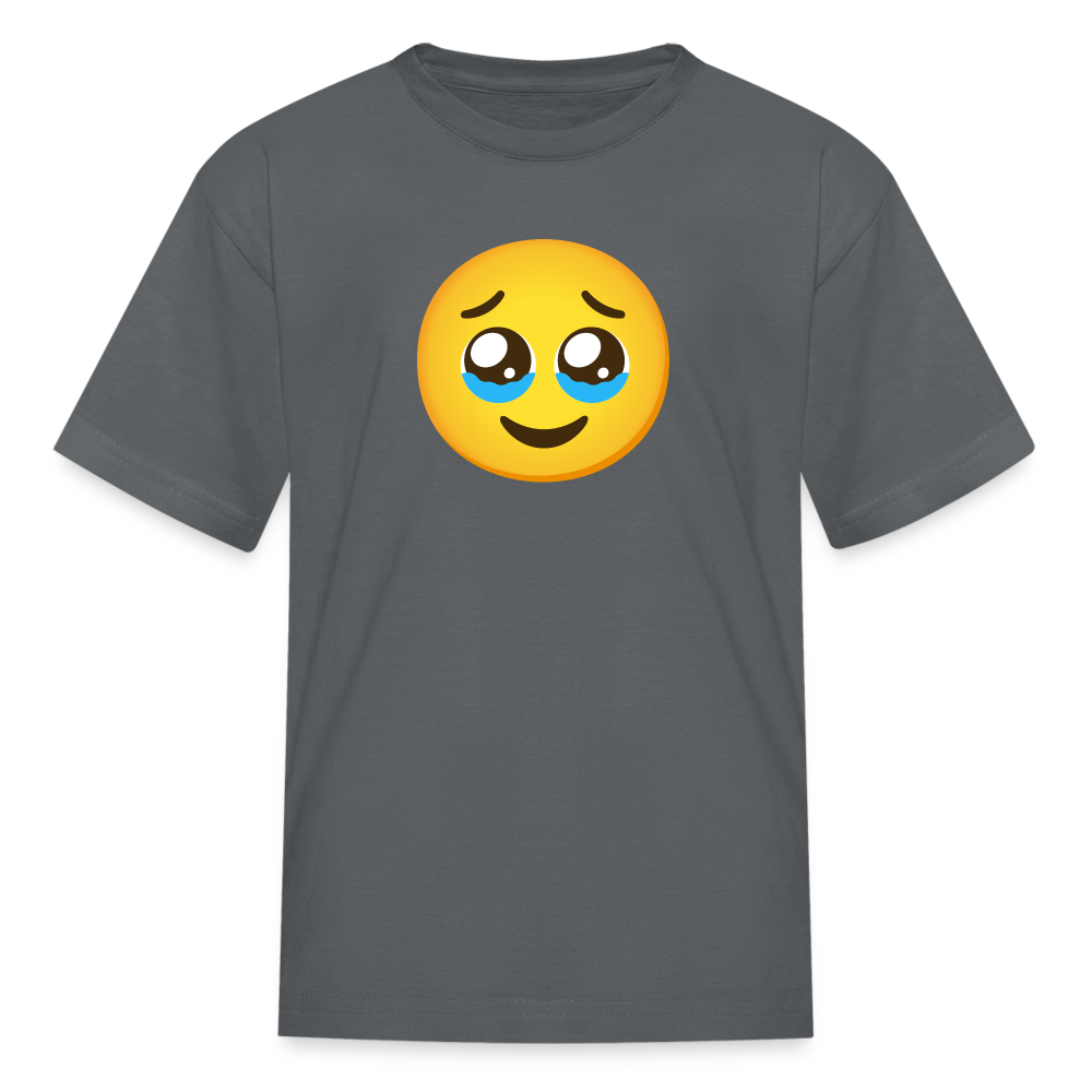 🥹 Face Holding Back Tears (Google Noto Color Emoji) Kids' T-Shirt - charcoal