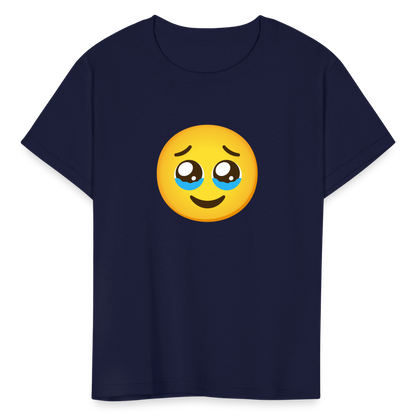 🥹 Face Holding Back Tears (Google Noto Color Emoji) Kids' T-Shirt - navy