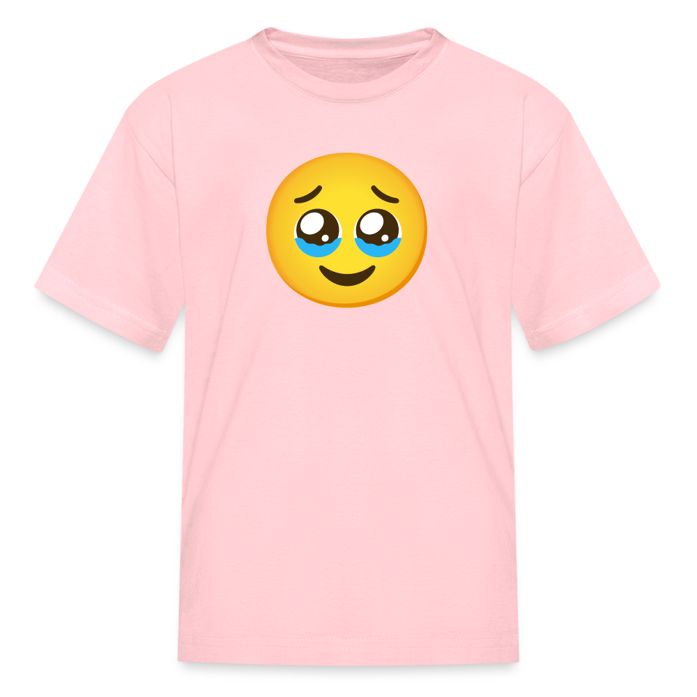 🥹 Face Holding Back Tears (Google Noto Color Emoji) Kids' T-Shirt - pink
