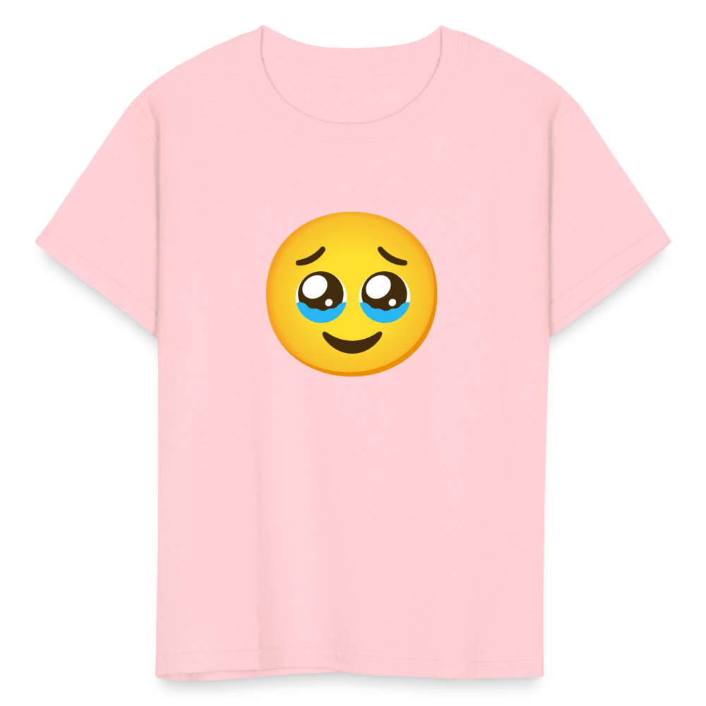 🥹 Face Holding Back Tears (Google Noto Color Emoji) Kids' T-Shirt - pink