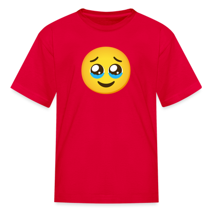🥹 Face Holding Back Tears (Google Noto Color Emoji) Kids' T-Shirt - red