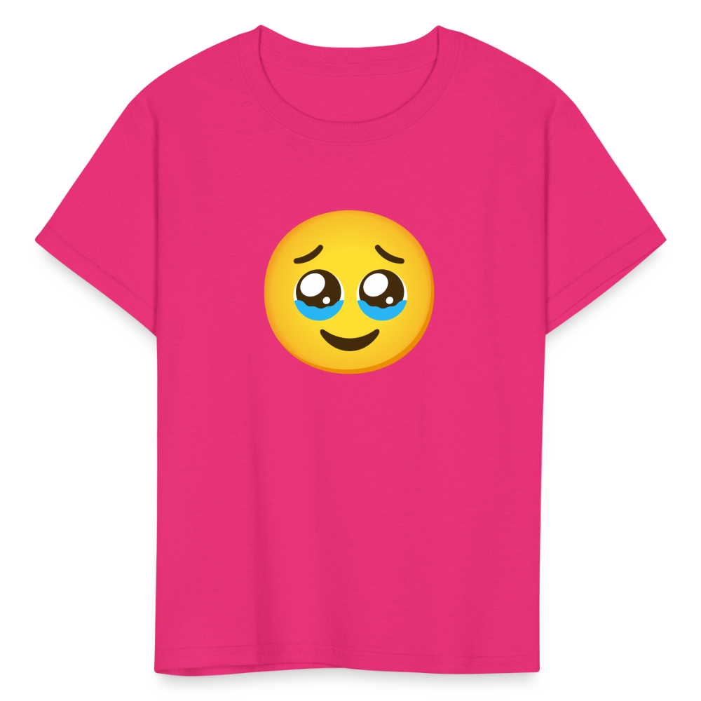 🥹 Face Holding Back Tears (Google Noto Color Emoji) Kids' T-Shirt - fuchsia