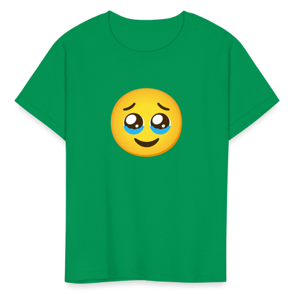 🥹 Face Holding Back Tears (Google Noto Color Emoji) Kids' T-Shirt - kelly green