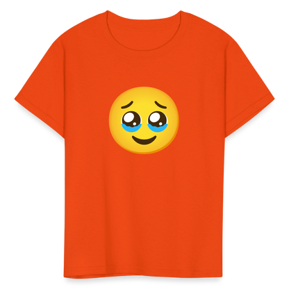 🥹 Face Holding Back Tears (Google Noto Color Emoji) Kids' T-Shirt - orange