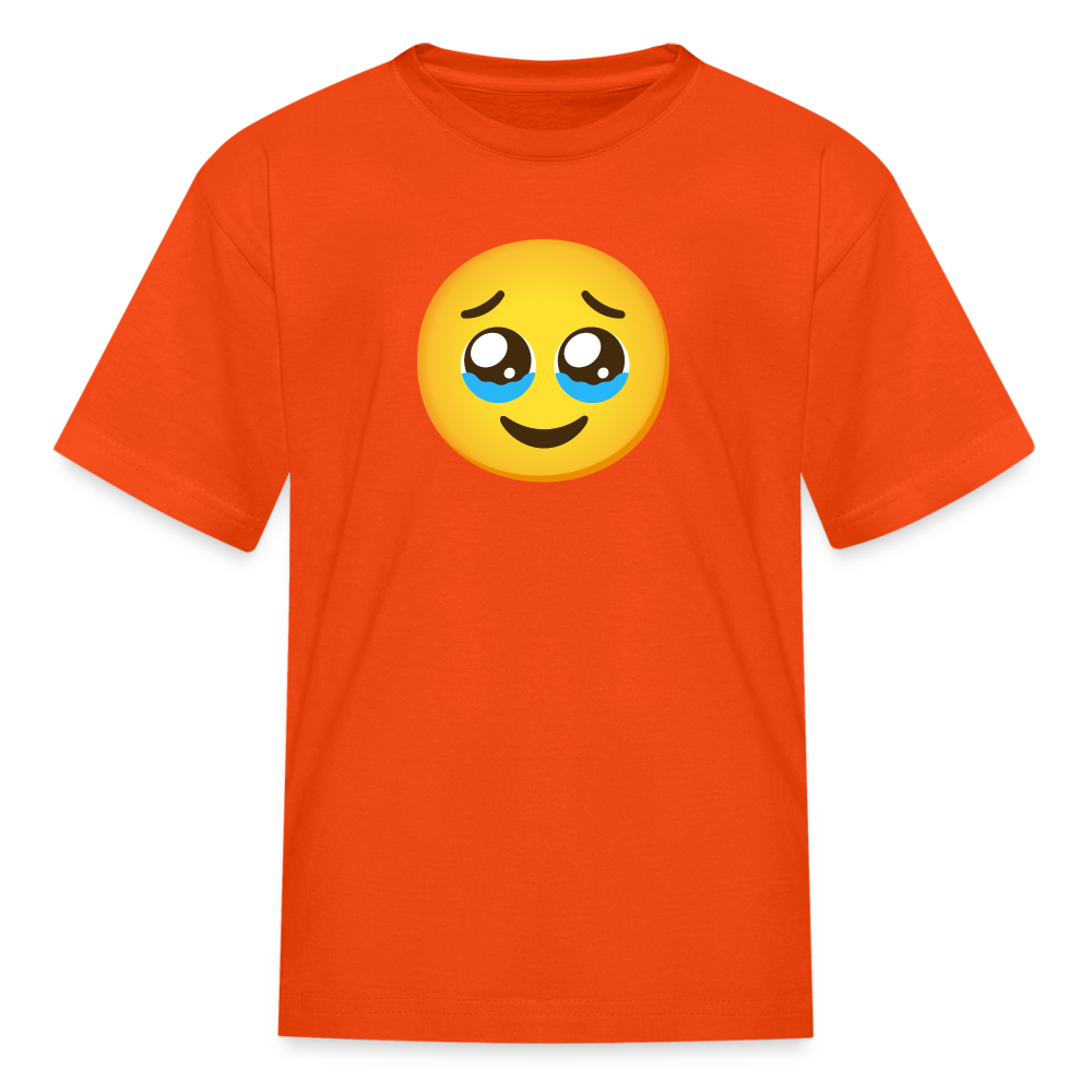 🥹 Face Holding Back Tears (Google Noto Color Emoji) Kids' T-Shirt - orange