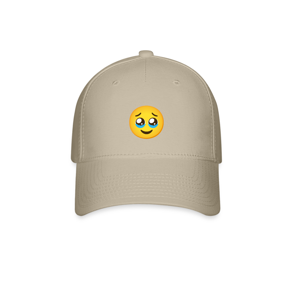 🥹 Face Holding Back Tears (Google Noto Color Emoji) Baseball Cap - khaki