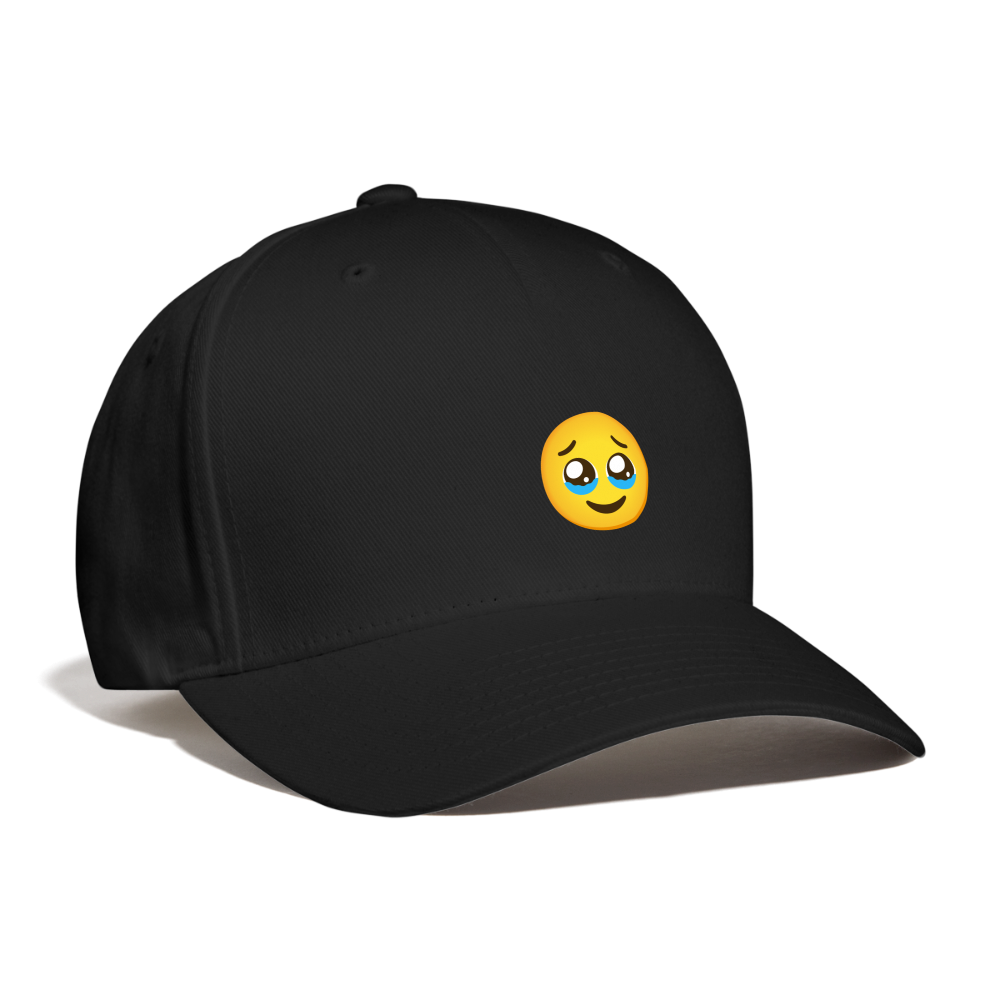 🥹 Face Holding Back Tears (Google Noto Color Emoji) Baseball Cap - black