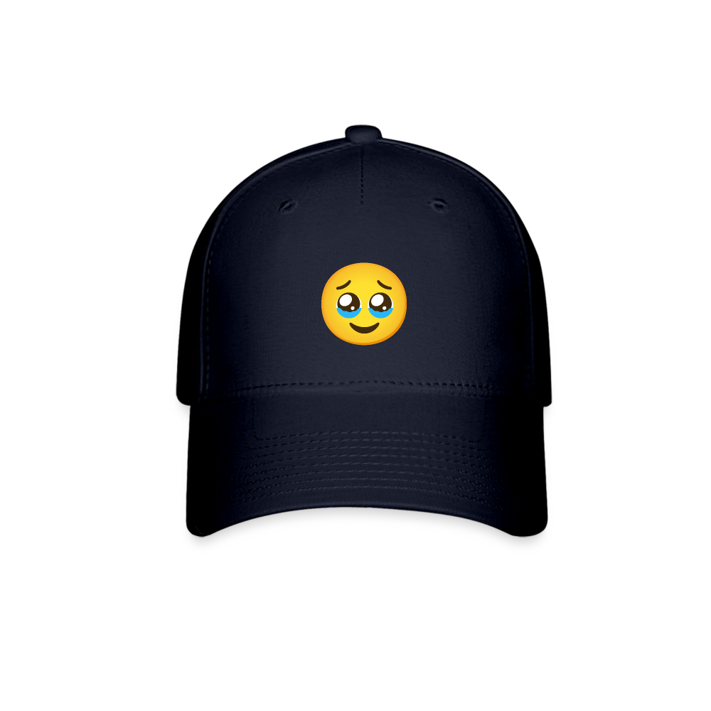 🥹 Face Holding Back Tears (Google Noto Color Emoji) Baseball Cap - navy