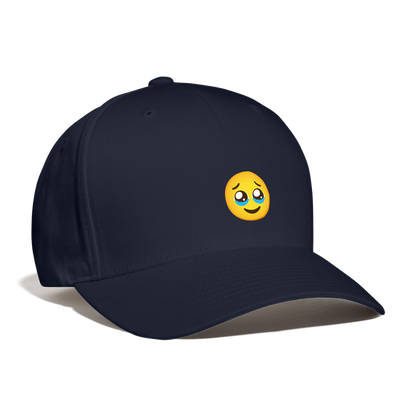 🥹 Face Holding Back Tears (Google Noto Color Emoji) Baseball Cap - navy