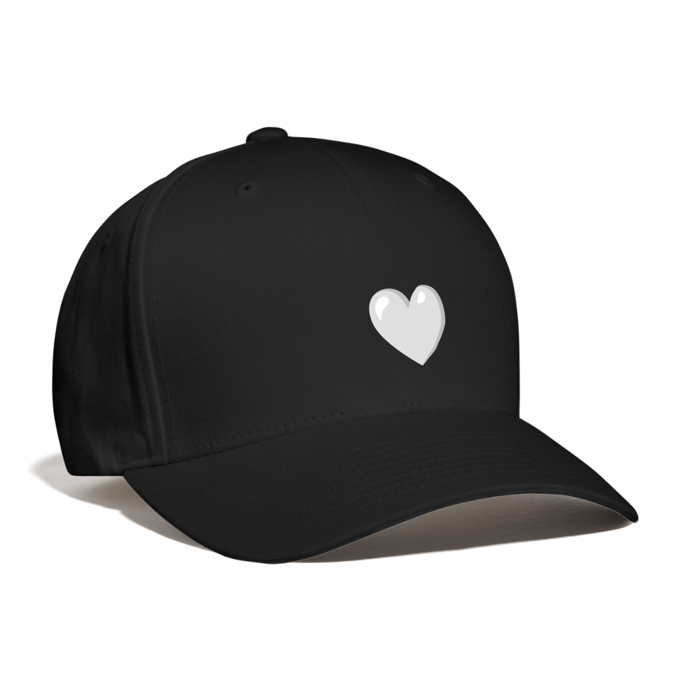 🤍 White Heart (Google Noto Color Emoji) Baseball Cap - black