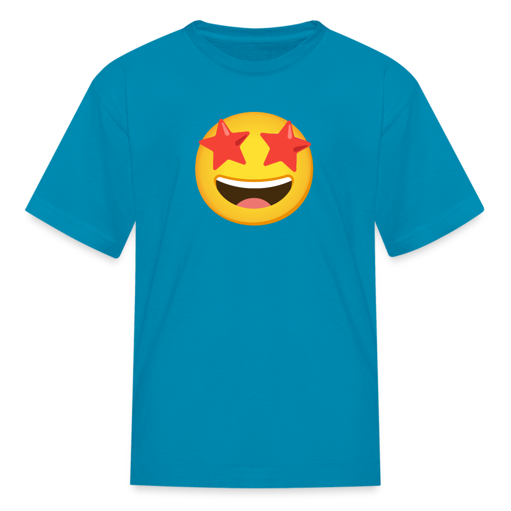 🤩 Star-Struck (Google Noto Color Emoji) Kids' T-Shirt - turquoise