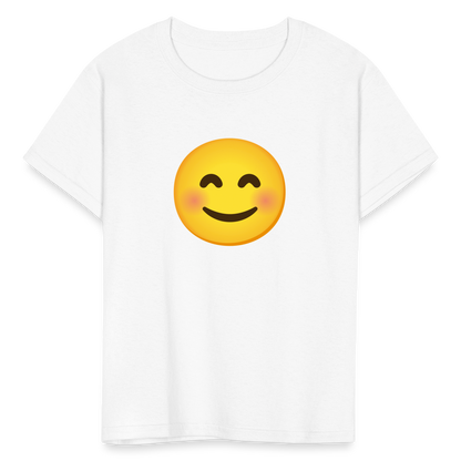 😊 Smiling Face with Smiling Eyes (Google Noto Color Emoji) Kids' T-Shirt - white