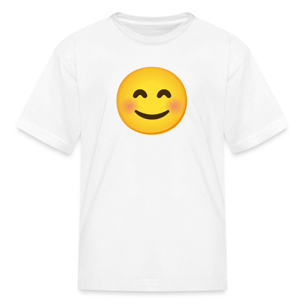 😊 Smiling Face with Smiling Eyes (Google Noto Color Emoji) Kids' T-Shirt - white