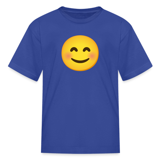 😊 Smiling Face with Smiling Eyes (Google Noto Color Emoji) Kids' T-Shirt - royal blue