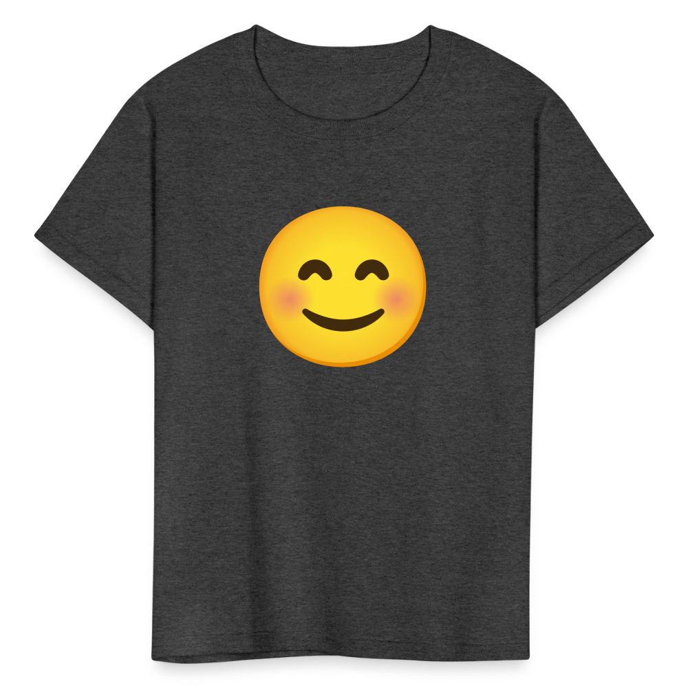 😊 Smiling Face with Smiling Eyes (Google Noto Color Emoji) Kids' T-Shirt - heather black