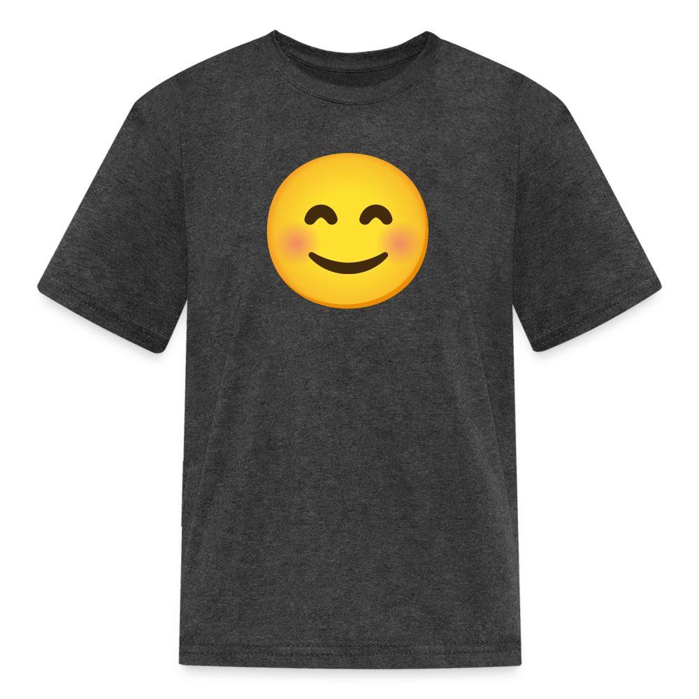 😊 Smiling Face with Smiling Eyes (Google Noto Color Emoji) Kids' T-Shirt - heather black
