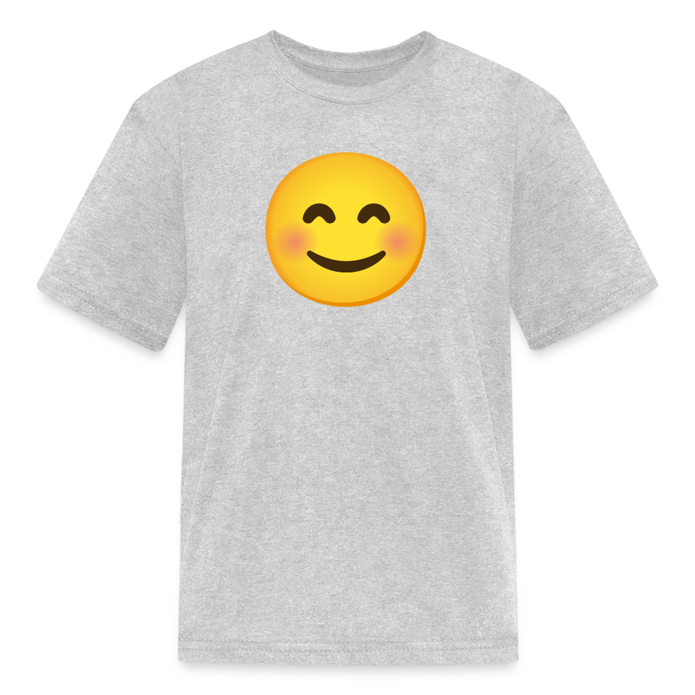 😊 Smiling Face with Smiling Eyes (Google Noto Color Emoji) Kids' T-Shirt - heather gray