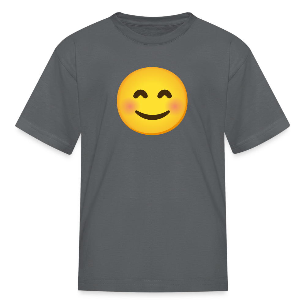 😊 Smiling Face with Smiling Eyes (Google Noto Color Emoji) Kids' T-Shirt - charcoal