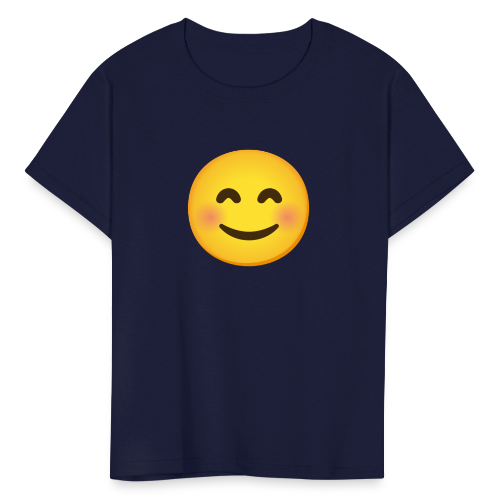 😊 Smiling Face with Smiling Eyes (Google Noto Color Emoji) Kids' T-Shirt - navy