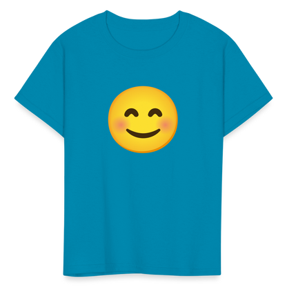 😊 Smiling Face with Smiling Eyes (Google Noto Color Emoji) Kids' T-Shirt - turquoise