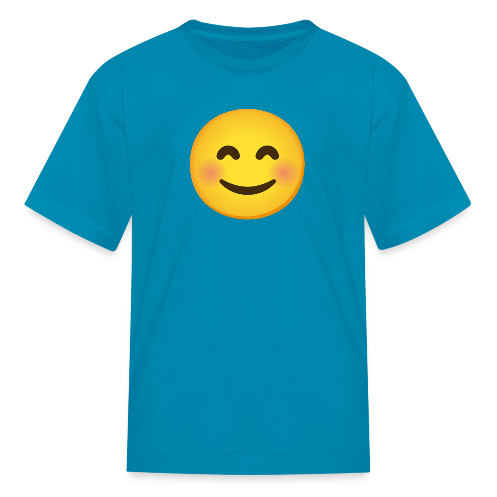 😊 Smiling Face with Smiling Eyes (Google Noto Color Emoji) Kids' T-Shirt - turquoise