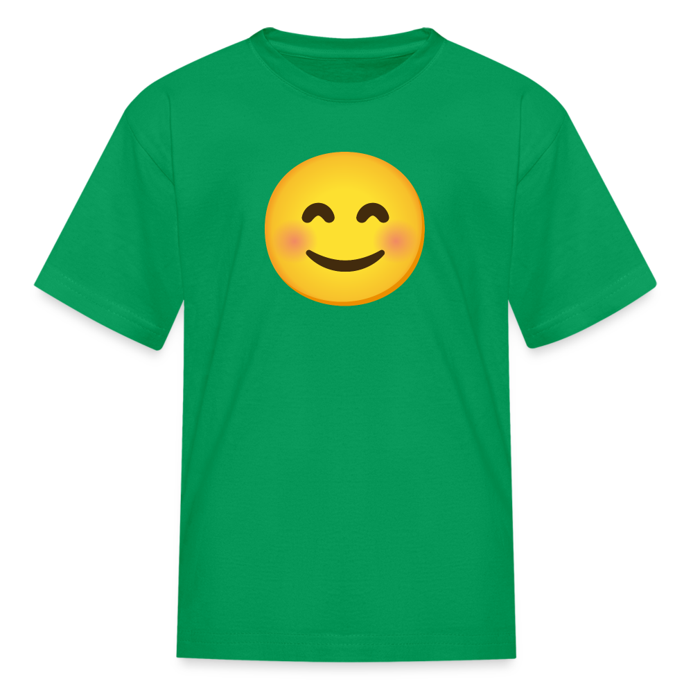 😊 Smiling Face with Smiling Eyes (Google Noto Color Emoji) Kids' T-Shirt - kelly green