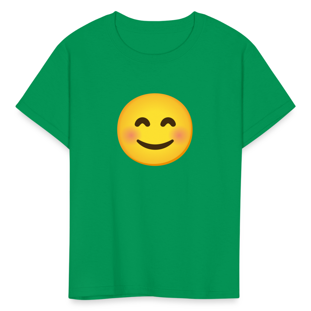 😊 Smiling Face with Smiling Eyes (Google Noto Color Emoji) Kids' T-Shirt - kelly green