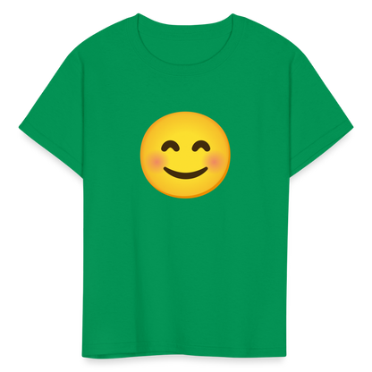 😊 Smiling Face with Smiling Eyes (Google Noto Color Emoji) Kids' T-Shirt - kelly green