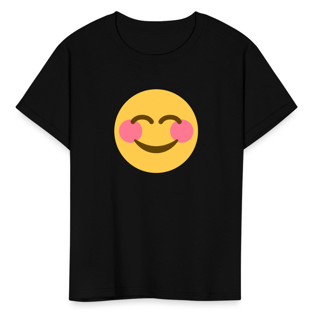 😊 Smiling Face with Smiling Eyes (Twemoji) Kids' T-Shirt - black