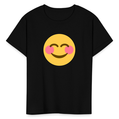 😊 Smiling Face with Smiling Eyes (Twemoji) Kids' T-Shirt - black