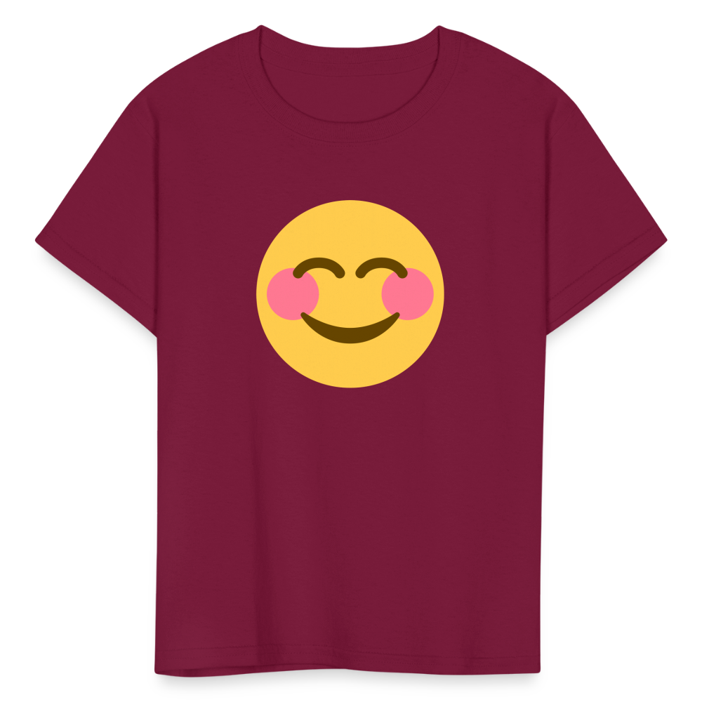 😊 Smiling Face with Smiling Eyes (Twemoji) Kids' T-Shirt - burgundy