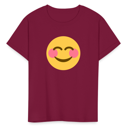 😊 Smiling Face with Smiling Eyes (Twemoji) Kids' T-Shirt - burgundy