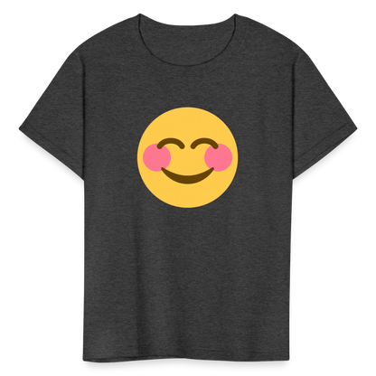 😊 Smiling Face with Smiling Eyes (Twemoji) Kids' T-Shirt - heather black