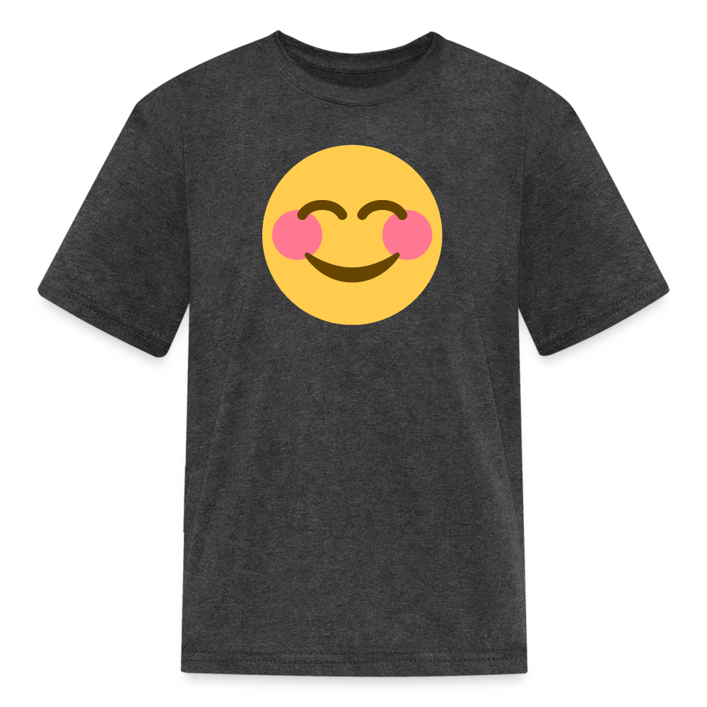 😊 Smiling Face with Smiling Eyes (Twemoji) Kids' T-Shirt - heather black