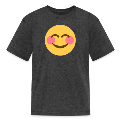 😊 Smiling Face with Smiling Eyes (Twemoji) Kids' T-Shirt - heather black