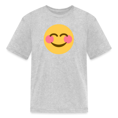😊 Smiling Face with Smiling Eyes (Twemoji) Kids' T-Shirt - heather gray