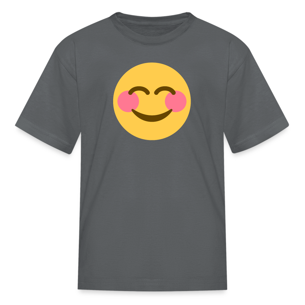😊 Smiling Face with Smiling Eyes (Twemoji) Kids' T-Shirt - charcoal