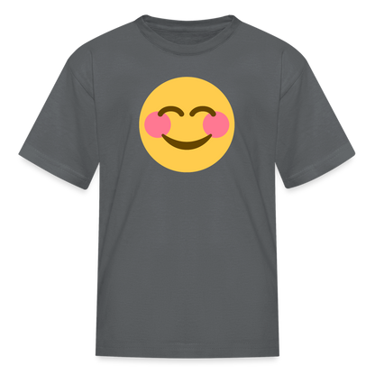 😊 Smiling Face with Smiling Eyes (Twemoji) Kids' T-Shirt - charcoal