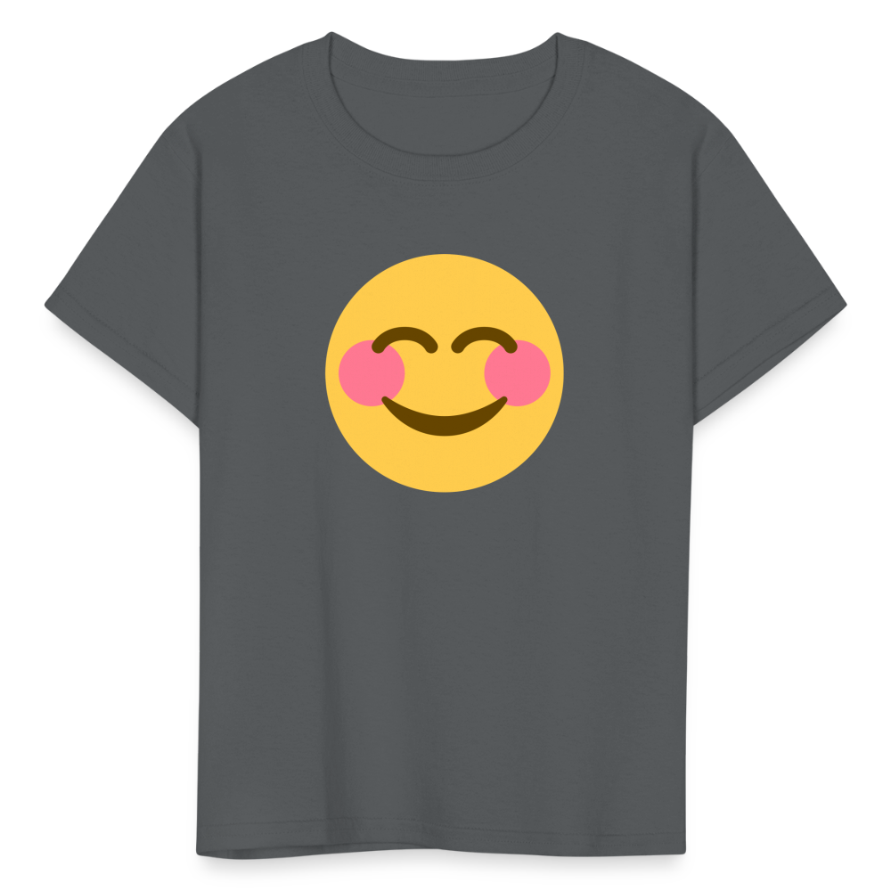 😊 Smiling Face with Smiling Eyes (Twemoji) Kids' T-Shirt - charcoal