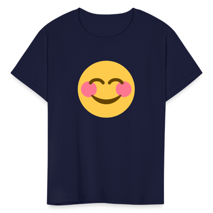 😊 Smiling Face with Smiling Eyes (Twemoji) Kids' T-Shirt - navy