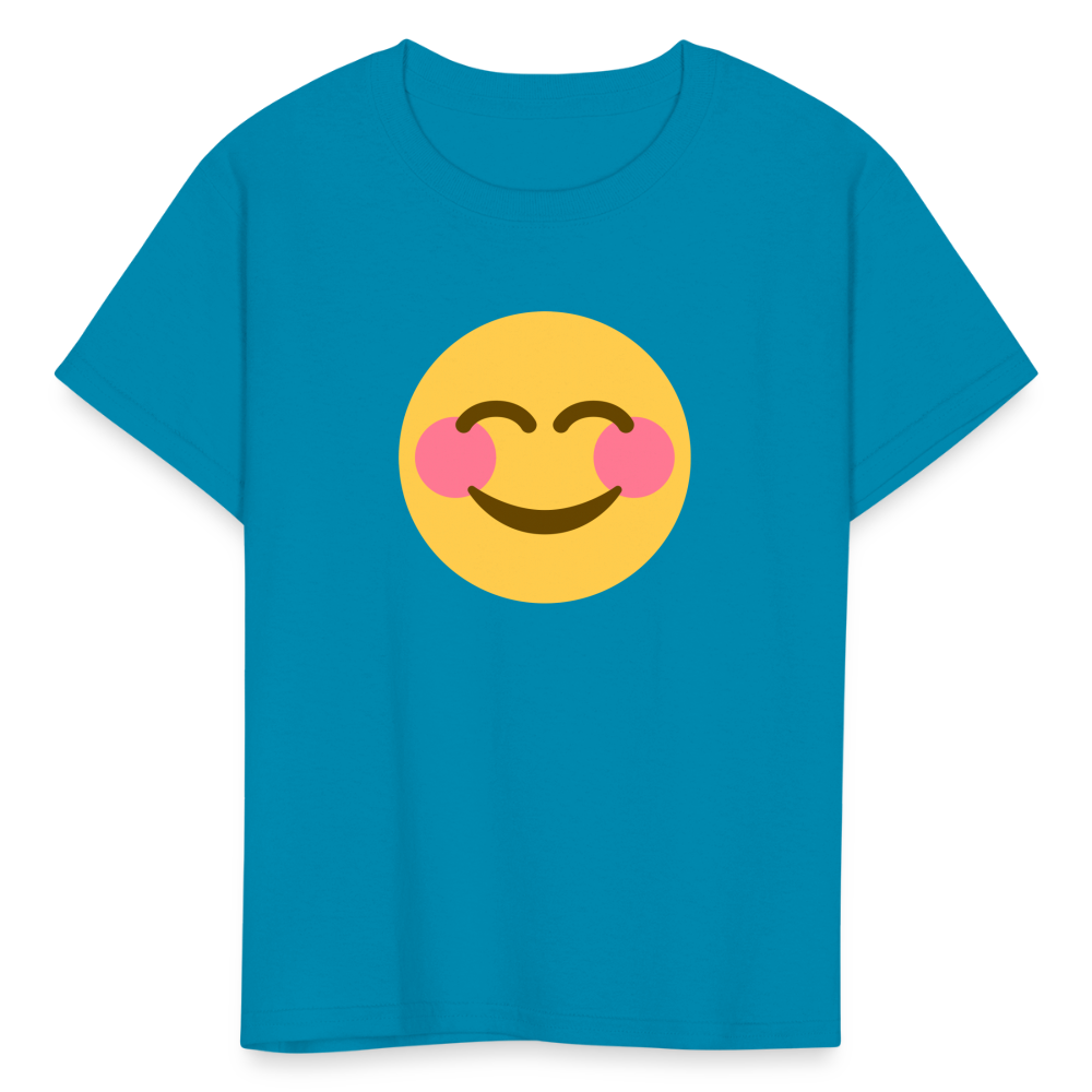 😊 Smiling Face with Smiling Eyes (Twemoji) Kids' T-Shirt - turquoise