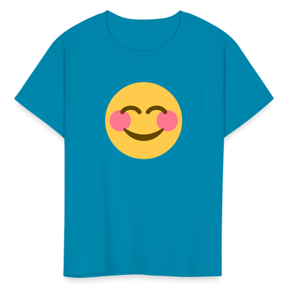 😊 Smiling Face with Smiling Eyes (Twemoji) Kids' T-Shirt - turquoise