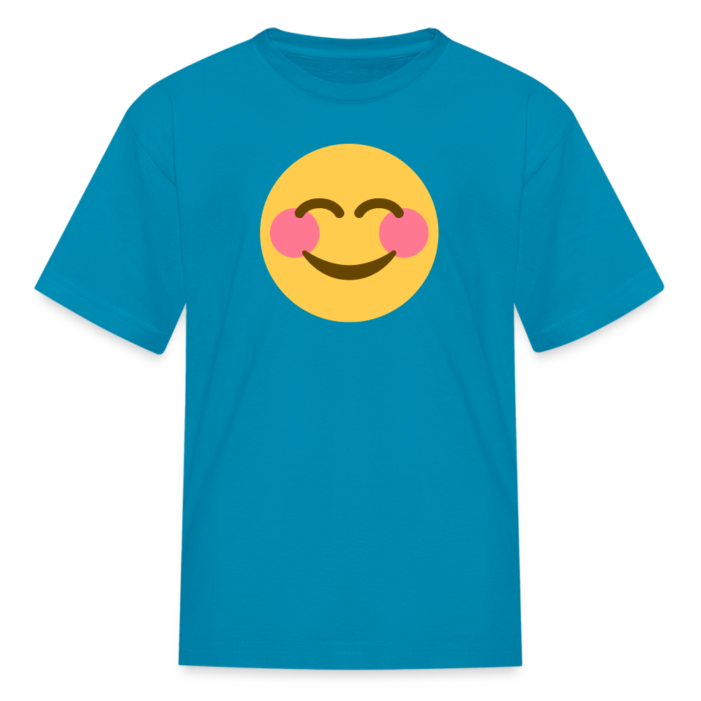 😊 Smiling Face with Smiling Eyes (Twemoji) Kids' T-Shirt - turquoise
