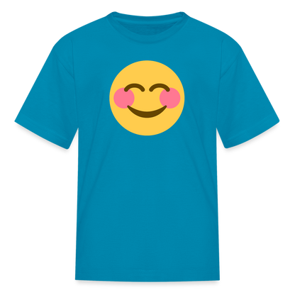 😊 Smiling Face with Smiling Eyes (Twemoji) Kids' T-Shirt - turquoise