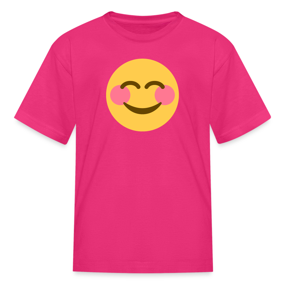 😊 Smiling Face with Smiling Eyes (Twemoji) Kids' T-Shirt - fuchsia