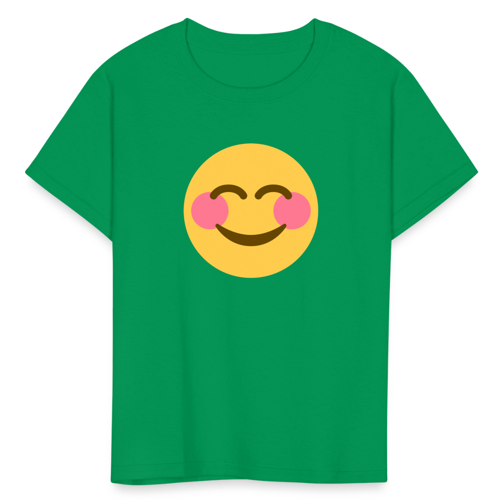 😊 Smiling Face with Smiling Eyes (Twemoji) Kids' T-Shirt - kelly green